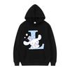 Sanrio Cinnamoroll Woman and Men Black Hoodies Letter A B C D Sweatshirts Clothes Kawaii Pullover Anime  Tops