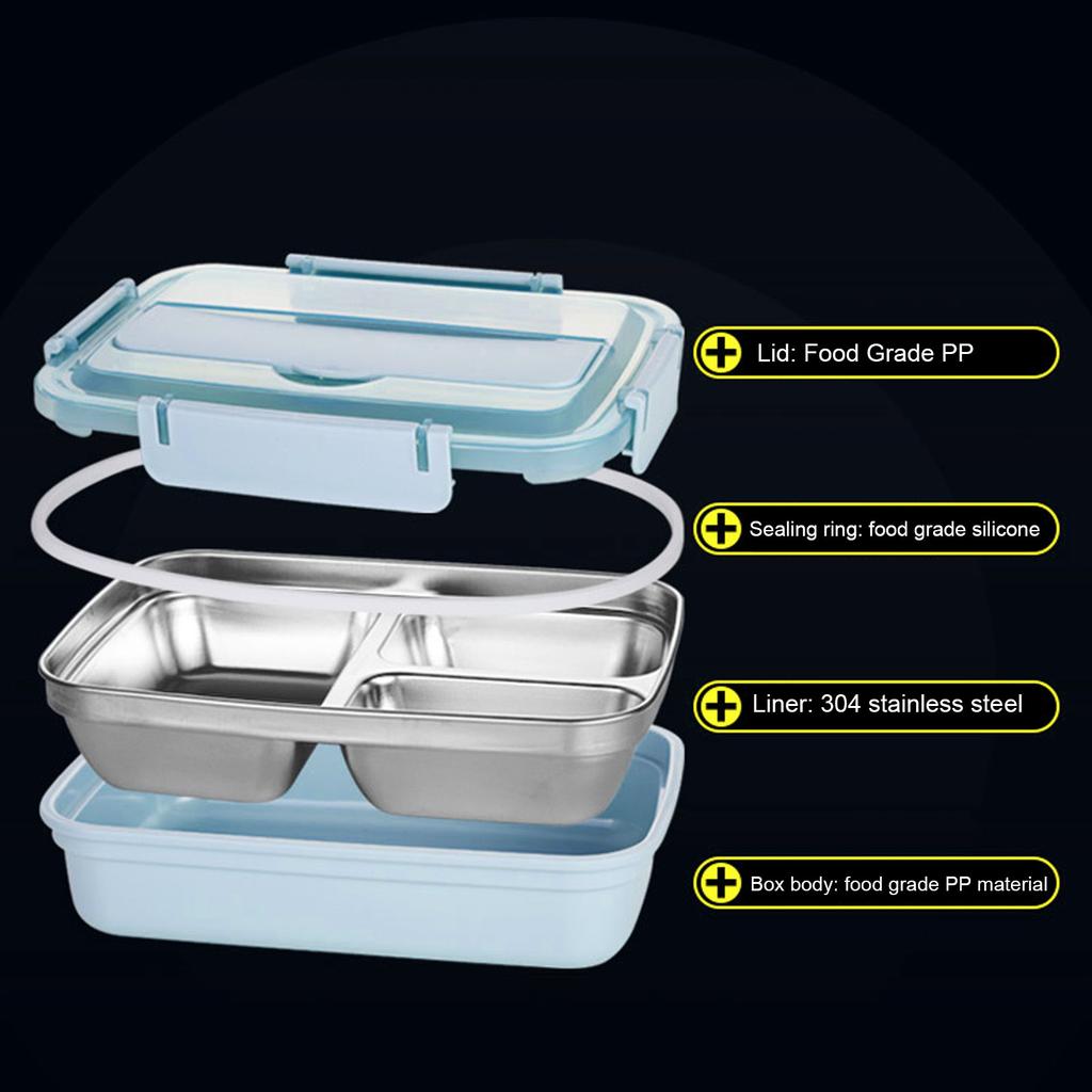 Dinnerware Stainless Steel Lunch Box 4‑Grid Portable Bento Box Food Storage Container for Student Adult Food Storage Container