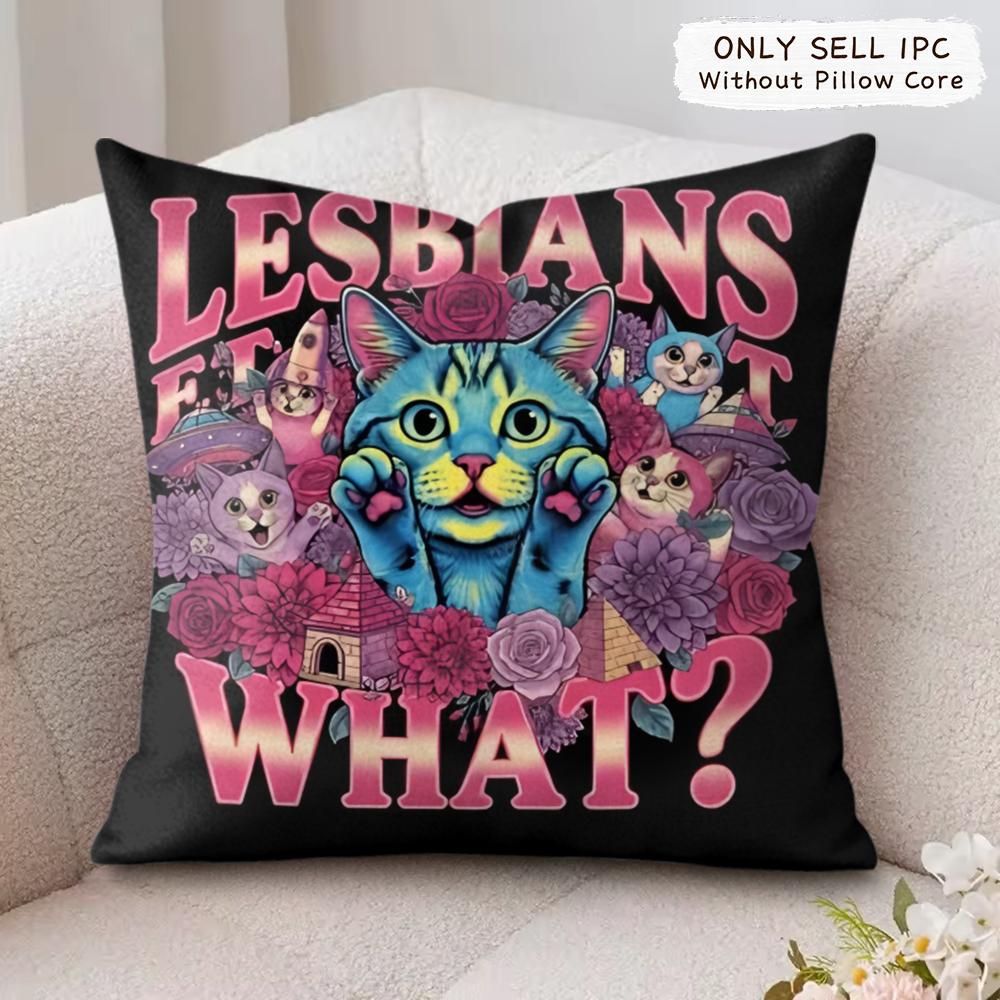 Funny Lgbtq eat what Cushion Cover Soft Plush Fabric DoubleSided Printed Cushion Covers for All Seasons Modern Home Decor