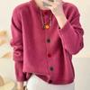 Japanese Sweet and Fresh Round Neck Colorful Button Knitwear Coat Academy Style Western Versatile Sweater Women's Cardigan Plus Size