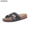 Fashion 4 Color Fashion Summer Cork Slipper Sandals Women Casual Beach Mixed Color Flip Flops Slides Shoe Flat With Plus Size 35-43