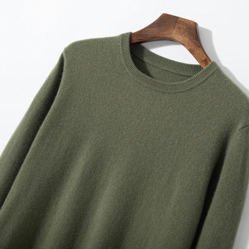 Men's Round Neck Sweater Qinghe Cashmere 100% Cashmere Men's Autumn and Winter Cashmere Soft and Warm