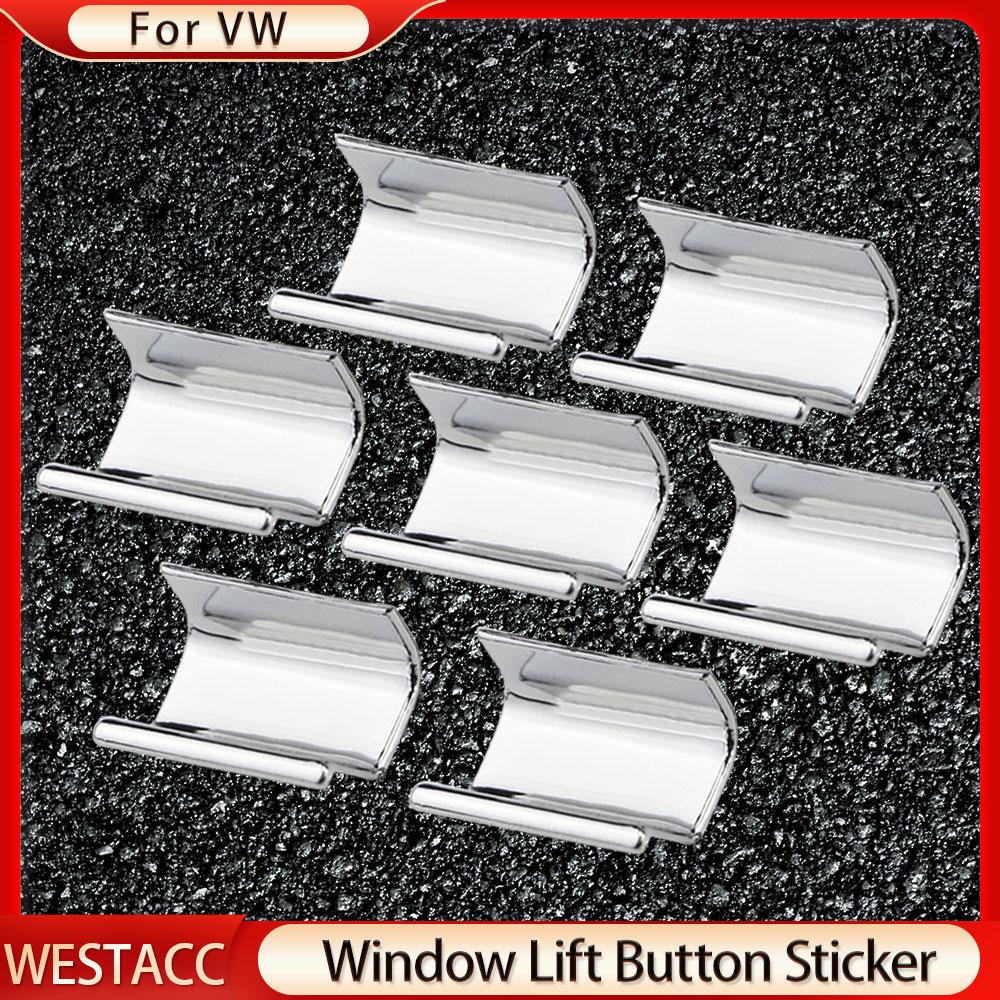 7Pcs/set Car Window Lift Button Sticker Sequin Trim for Volkswagen VW Tiguan 2018- Golf 7 MK7 7.5 2013 -