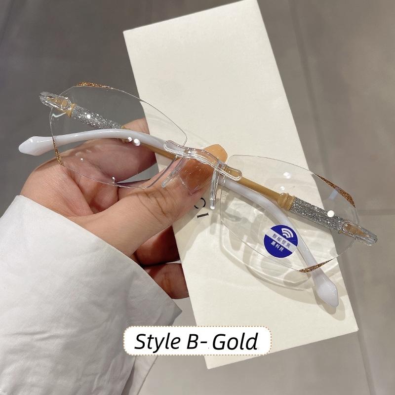 Женские модные очки для чтения без оправы, унисекс, линзы HD с ромбовидной огранкой, очки для пресбиопии, законченные очки для дальнего зрения от +1,0 до +4,0