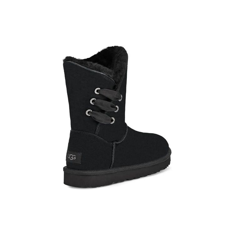 UGG Constantine Satin Ribbon V-Cut Mid-Calf Snow Boots Women Boots Black 1125811-BLK