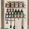 Wall Mounted Spice Rack Aluminum Hanging Spice Jar Holder for Kitchen Storage Rack Kitchen Wall Shelf Seasoning Spice Organizer