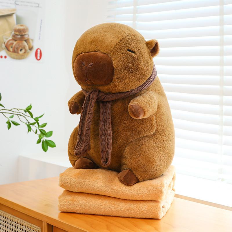 Tortoise Plush Capybara Stuffed Animal Travelfriendly With 2in1 Pillow Blanket