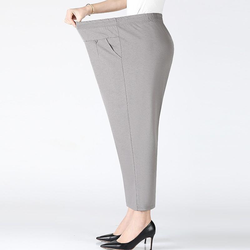 5XL 6XL 7XL 8XL Middle Aged Women's Pants Plus Size Summer Thin High Waiste Elastic Loose Straight Pants Female Casual Trousers