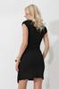 Women's Dress New Season Fashion Black V-Neck Side Gathered Knitted Dress