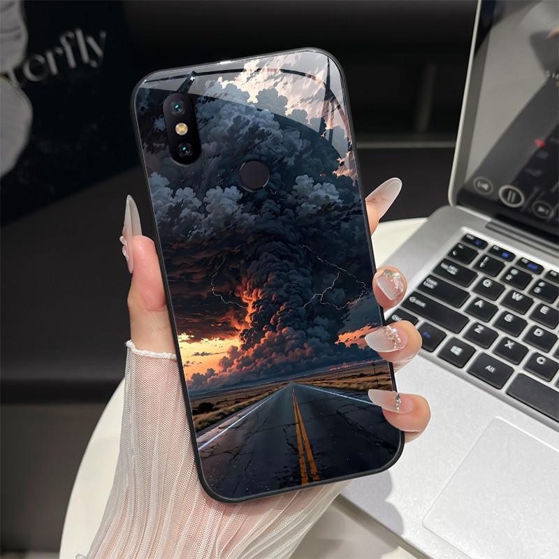 Чехол для телефона Xiaomi Mi A2 / Mi A2 Lite Модный фэнтезийный дизайн Закаленное стекло Бампер для MiA2 Lite Полная защита Задние крышки