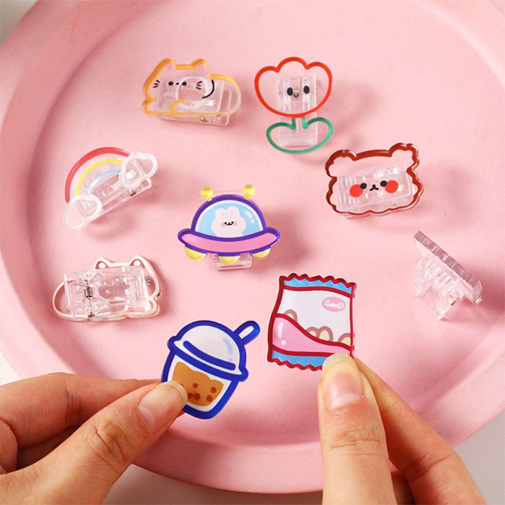 Page Holder Cartoon Binder Clip Paper Clip Transparent Clip Snacks Sealing Clip Binder Clips