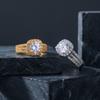 Glamorous Multi Row Halo Ring for Women Brass Zircon Fully Paved Triple Band Statement Brilliant Sparkle Jewelry