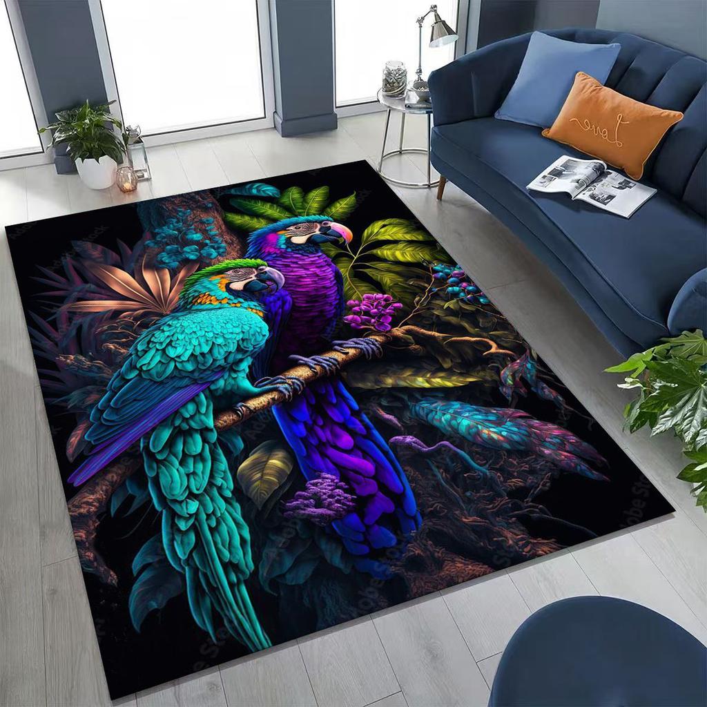 Красочный тропический попугай ара, натуральное искусство птиц, ковер для спальни, гостиной, дивана, домашний коврик для двери, декор, большой нескользящий коврик для пола