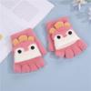Children's Gloves Autumn and Winter Warm Half-finger Flip Cartoon Cute Knitted Fingerless Baby Plus Velvet and Thickening for Men