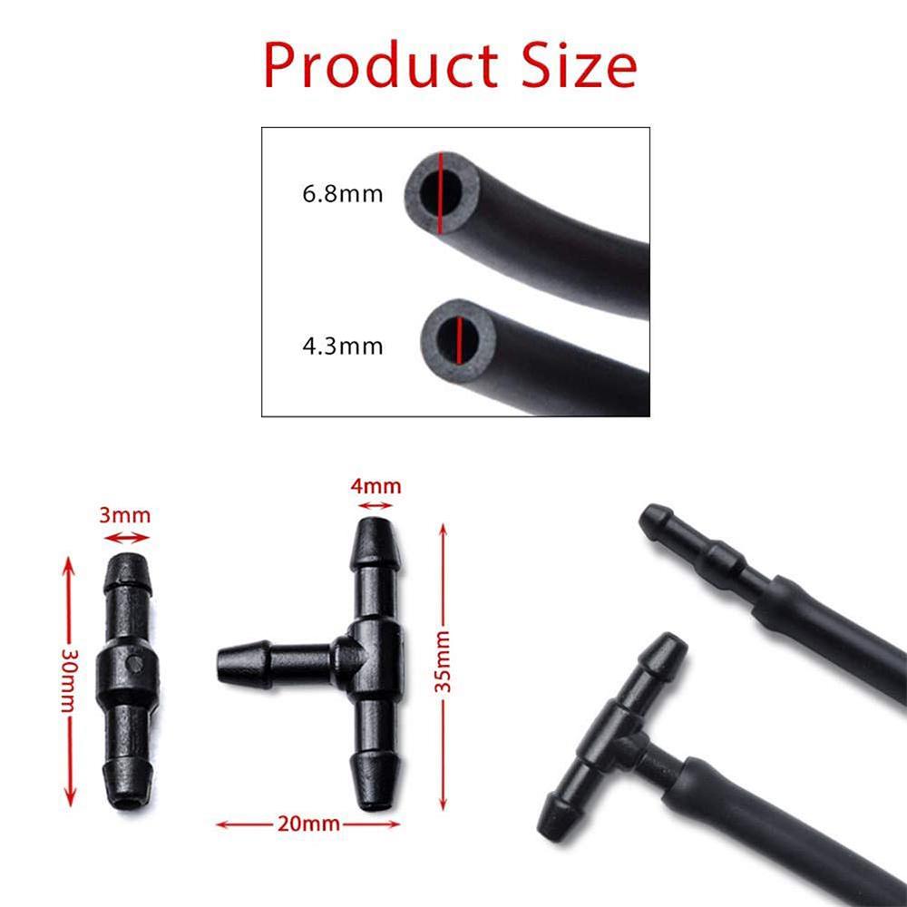 Windshield Washer Nozzles Kit for Chrysler / Dodge / Jeep / Ram 2 Meters Fluid Hose with 2 Pcs