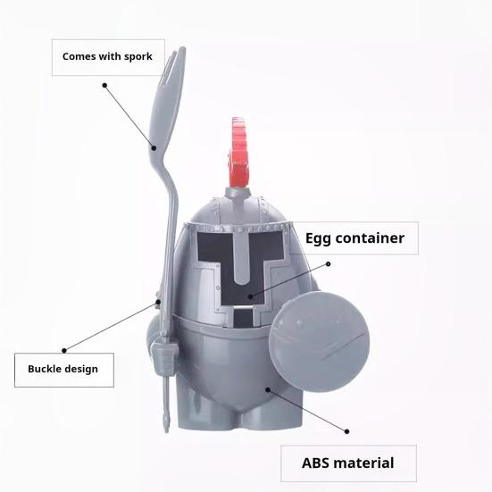 Подставка для вареных яиц, дизайн рыцаря, легко моется, многоразовый жесткий пластиковый держатель для яиц с ложкой, детские игрушки