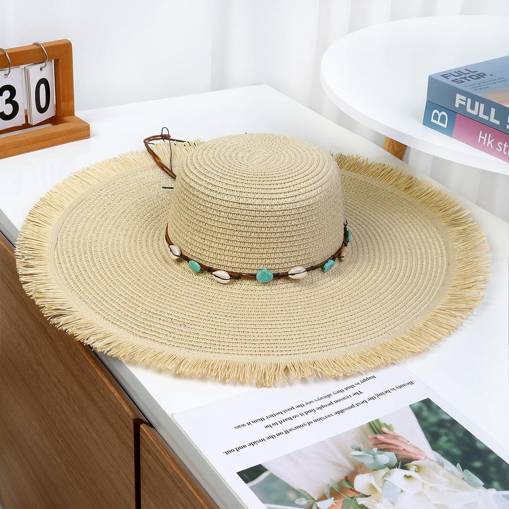 European and American fashion big-brimmed straw hat women's seaside vacation women's beach hat sun protection woven straw hat sun hat