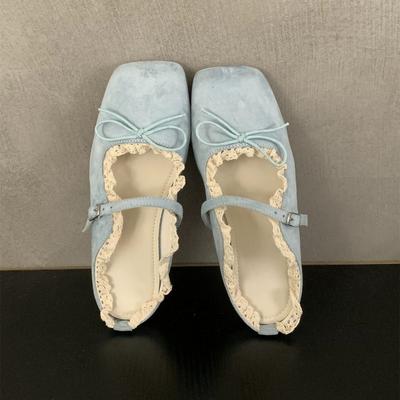 Мода Женские Балетки Тапочки Бант Мэри Джейн Сандалии Квадратный Носок Мюли Обувь Мелкие 2025 Тренд Летние Лоферы Комфорт Zapatillas Mujer