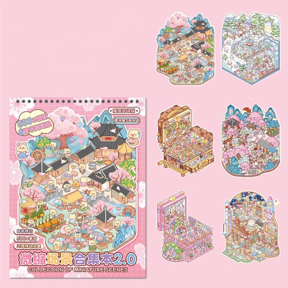 Cartoon Miniature Scene Collection PET Tent Sticker Decoration New Landscape Sticker Book Kids