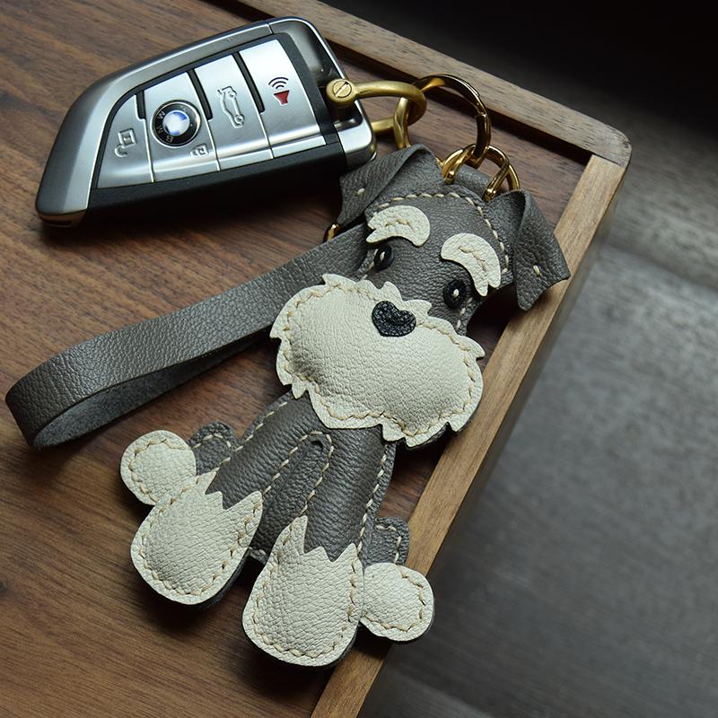 Schnauzer Hand-sewn Car Key Pendant Bag Pendant Dog Cute Custom Gift Female Keychain