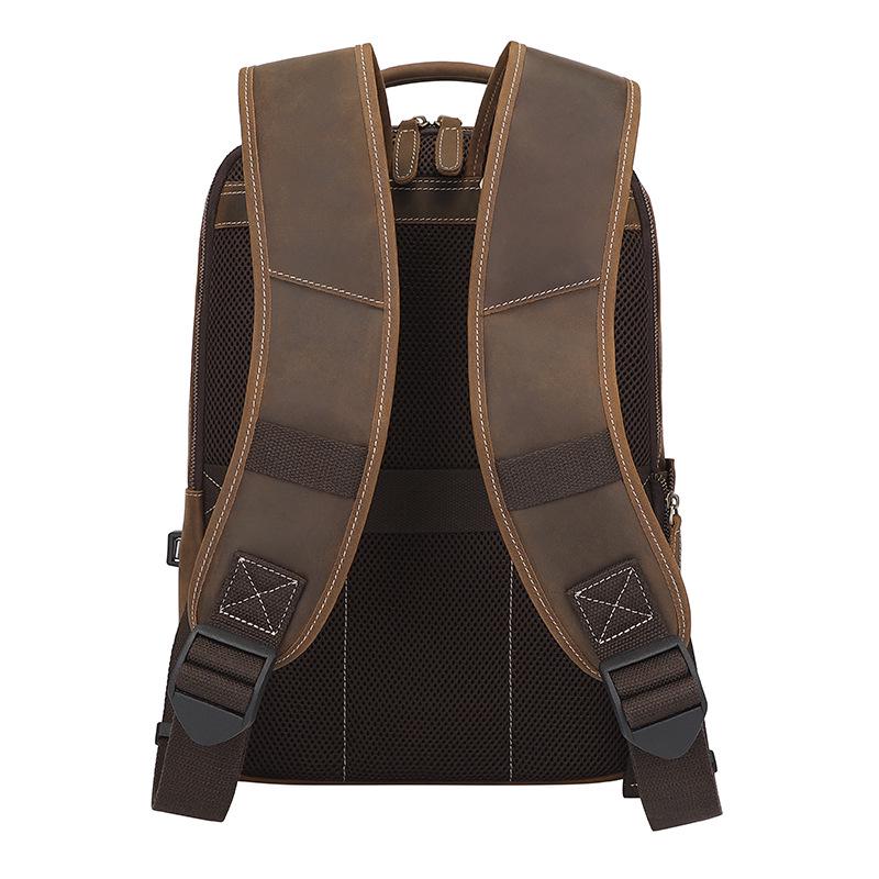 Рюкзак Jiameida Retro Crazy Horse из кожи - большая вместимость для путешествий на открытом воздухе и школьная сумка