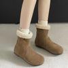 Two-wear Leather Snow Boots Women's Winter New Retro Lamb Wool Short Boots Velvet Cotton Shoes