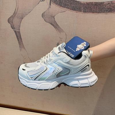 Женские кроссовки на серебряной платформе, новинка лета 2025 года, сетчатые дышащие, легкие и увеличивающие рост, повседневные спортивные туфли