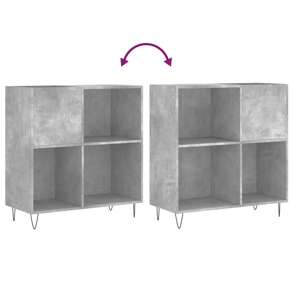 Record Cabinet Concrete Grey 84.5 x 38 x 89 cm Engineered Wood