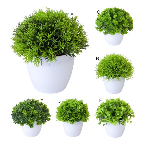 Faux Bonsai Energetic for Balcony Aesthetic Fake Grass Plants Pot Ornament Fancy Long-lasting Aesthetic