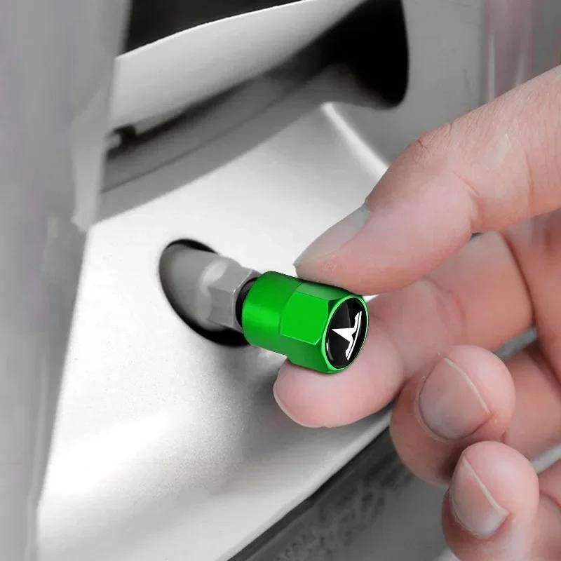 Car Sticker Tesla 4Pcs Car Tire Valve Caps Metal Tyre Air Stems Cover For Tesla Model 3 Y S X Roadster Model 3 S X Y 2022 Invade