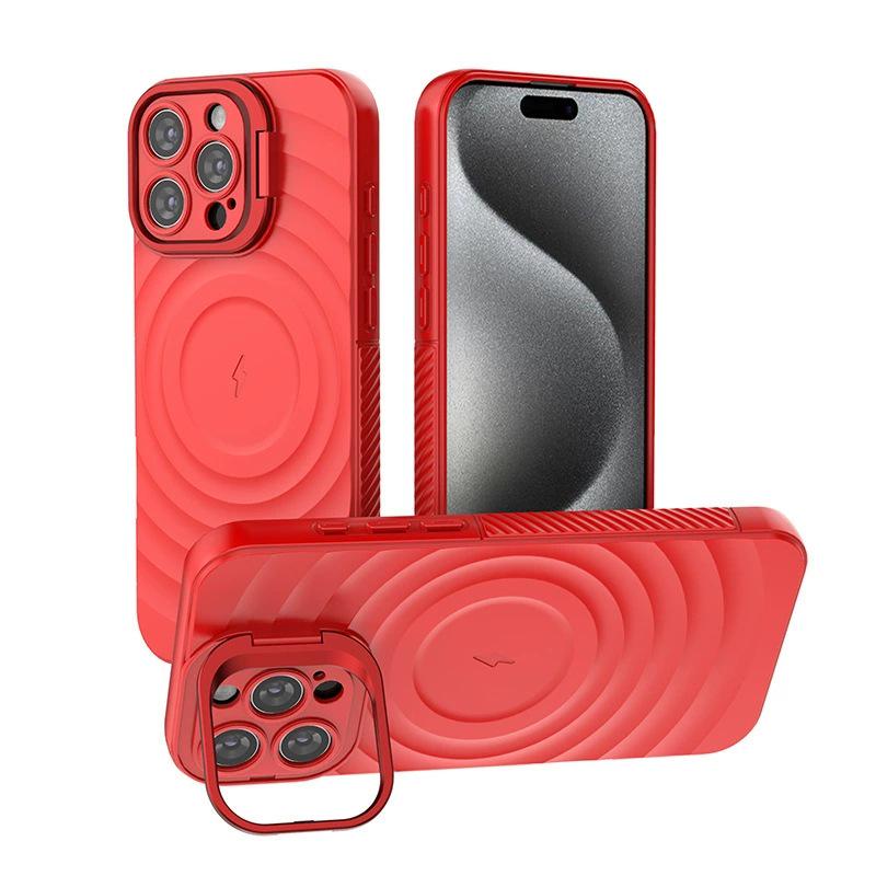 iPhone17 Pro Max Невидимая Линза Стенд Матовый Чехол с Волновым Магнитным Противоударным Защитой
