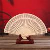 Vintage Bamboo Folding Fan Engraved Hollow Wooden Fan Fashion Hand Held Fan Women
