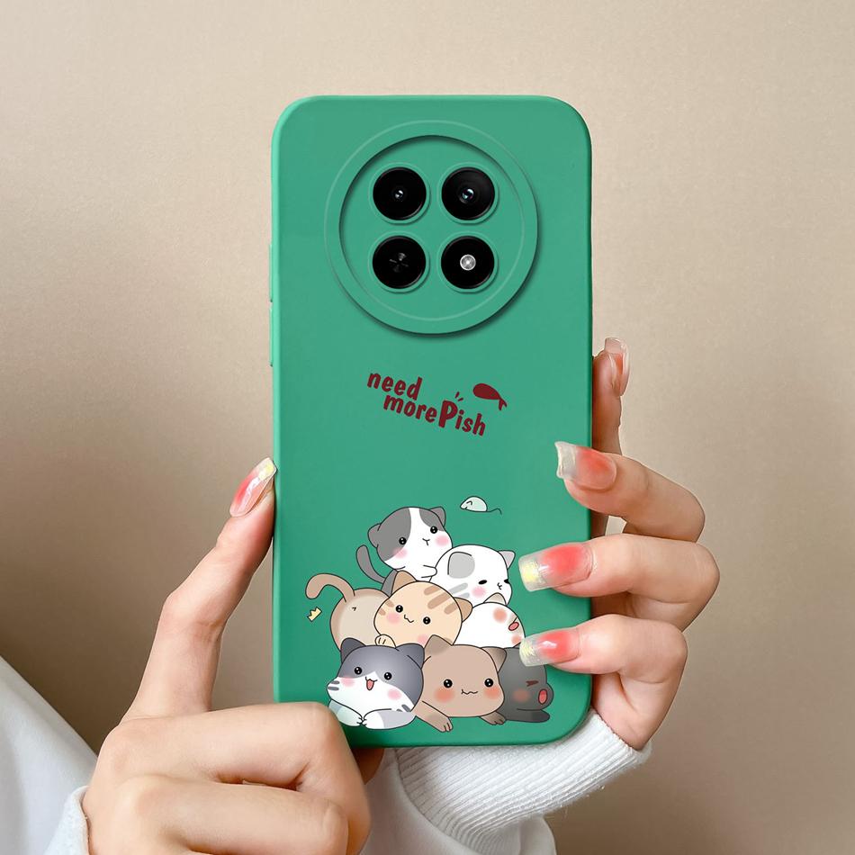 For OPPO Realme 12X 5G Phone Cases Cartoon Liquid Silicone Full Coverage Anti Drop Shell For Realme12 X Back Covers Bumper Funda