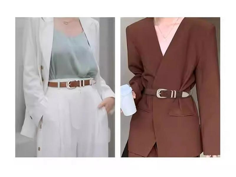 Women's Genuine Leather Cross-Border Waistband: Simple, Versatile, Pure Cowhide Belt for Summer, Black Jeans Style