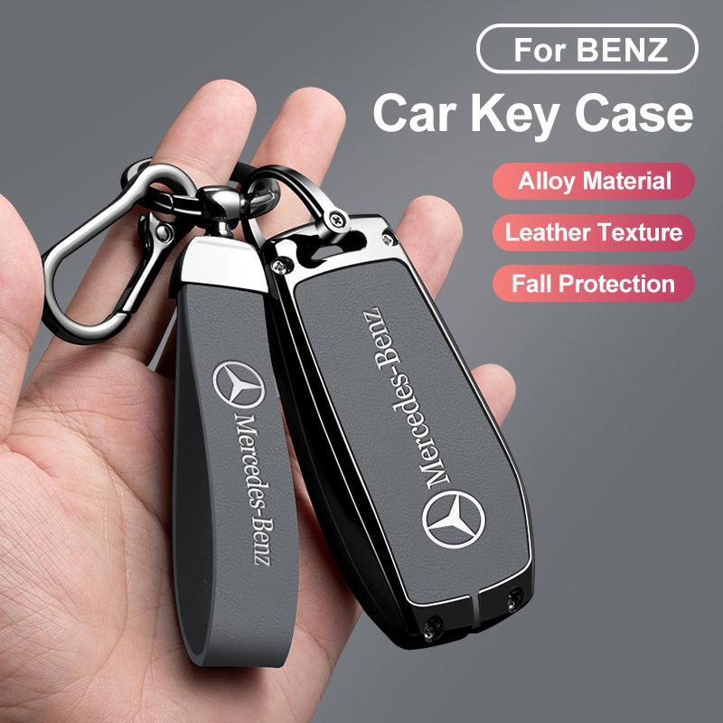 Zinc Alloy Leather Car Key Case Cover Shell For Mercedes Benz AMG A C E S G Class GLC CLE CLA GLB GLS W177 W205 W213 W222 X167 AW1