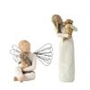 Tree Willow Angels Figurine Embrace Pet Ornament Sculptures Statue Gift Resin