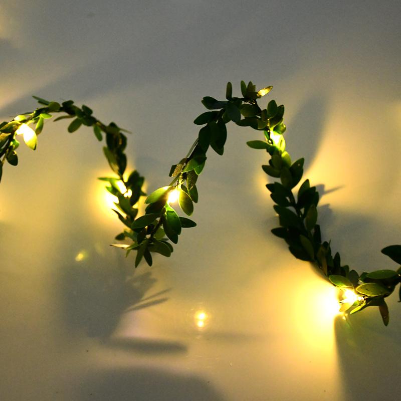 2M 20LED Гирлянда из зеленых листьев Сказочные светодиодные гирлянды Искусственная лоза из листьев для Рождества, дома, свадьбы, украшения для вечеринки по случаю дня рождения