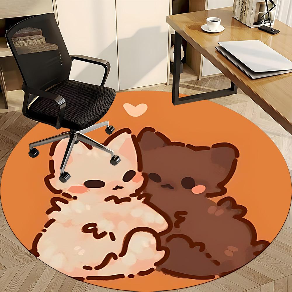 1PC Kittens Purrfect Office Round Area Rug,  Mat Suitable ForOffice, Under Office Chairs Bedroom Living Room Home Decor, Room Deco