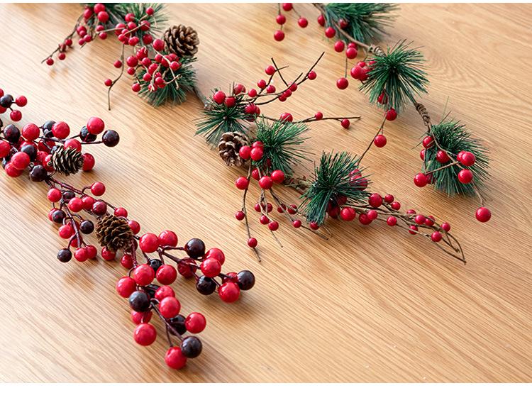 Red Fruit Christmas Vine & Ornament for Window Display
