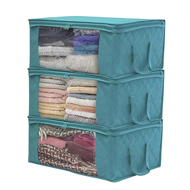 Large Storage Box Zipper Cover Window Folding Organizer Bedroom Shelf Wardrobe Clothes Toy Fabric Foldable Box For Objects