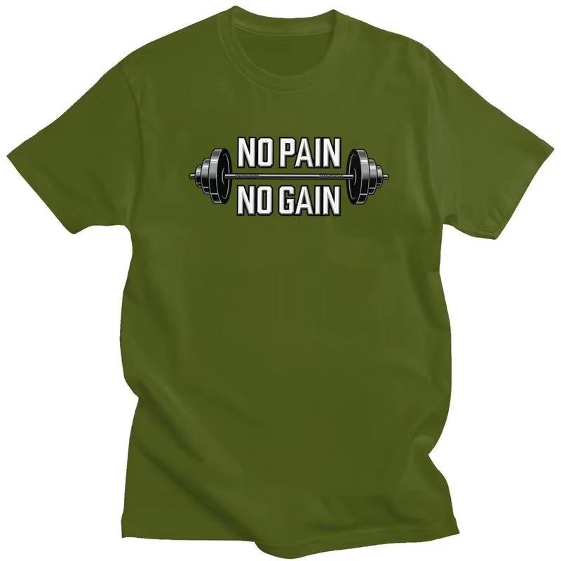 No Pain No Gain Gym Motivational Graphic Tee for Unisex Pure Cotton Workout T-Shirt