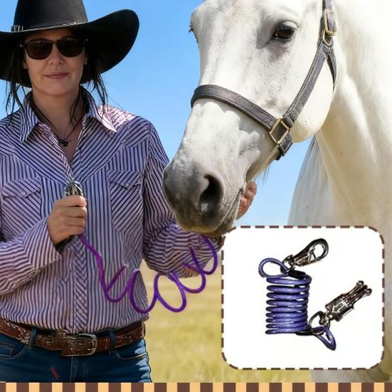 Конная банджи-веревка с регулируемым поводком для лошадей, удлинитель для поводка для улучшения результатов, амортизирующая спиральная веревка-поводок для кемпинга, трейл-райдинга, груминга