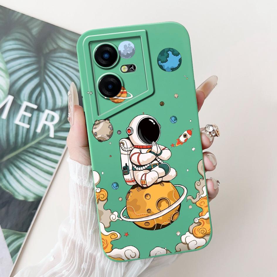 Чехол для Tecno Pova Neo LE6 LE6h Ударопрочный чехол Милый Астронавт Жидкий силиконовый бампер Для Tecno Pova Neo 3 LH6n PovaNeo Чехол