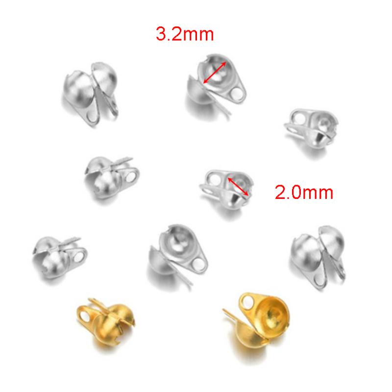 50pcs Stainless Steel Connector Clasp for Ball Chain Calotte End Crimps Beads Connector Components DIY Jewelry Making Supplies