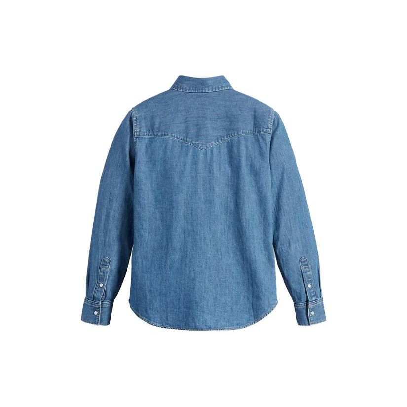 Levis однотонная рубашка с длинным рукавом и воротником, женские топы, синий 16786-0017