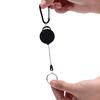Black Retractable Key Chain Reel Steel Cord Recoil Belt Key Ring Badge Holder
