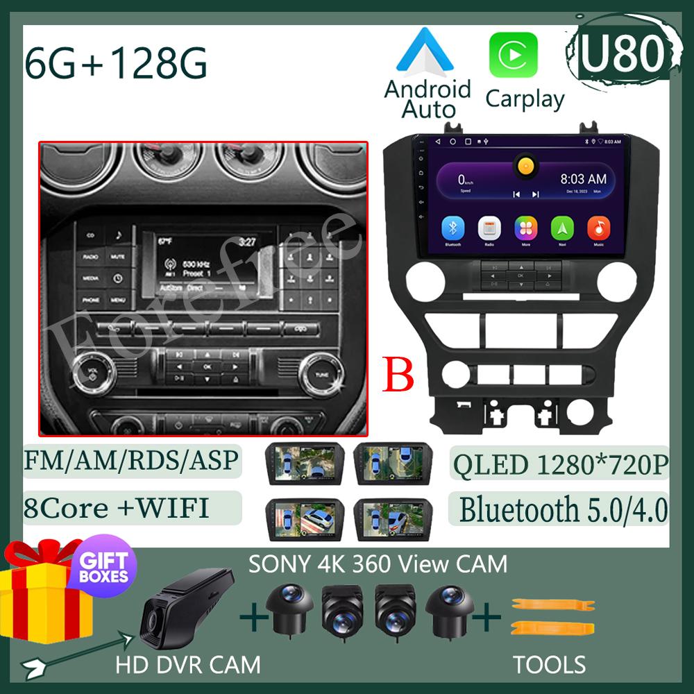 Android 14 для Ford Mustang 6 VI S550 2014 - 2025 Автомобильный Радио Мультимедиа Видео Плеер Стерео Carplay Навигация GPS WIFI QLED DVD