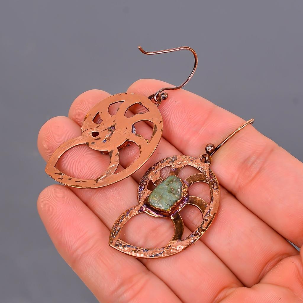 Friendship Day Sale Labradorite Stone Copper Dangling Electroformed New Earrings V-109