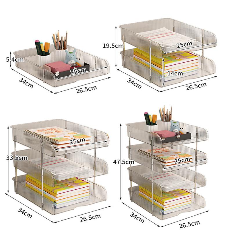 Plastic Desk Organizer, Waterproof Rectangular Office Storage File Box with Detachable Design for Documents and Supplies
