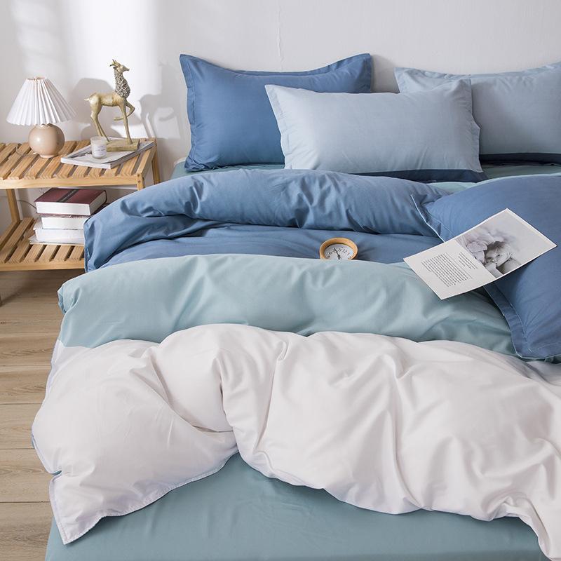 Simple Bedding Washed Cotton Four-piece Set Pastoral Bed Sheet Quilt Cover Bedding Three-piece Set